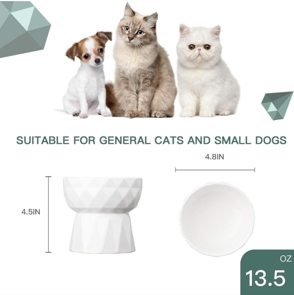 Ceramic Raised Diamond Shaped Cat Bowl - Picture 2 of 5